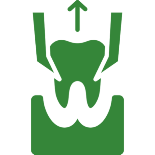 Tooth extraction icon with arrow