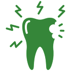 Green tooth with pain signals